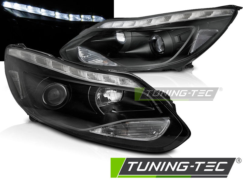Tuning-Tec LED Tagfahrlicht Scheinwerfer für Ford Focus MK3 3/5 Türer 11-14 schwarz