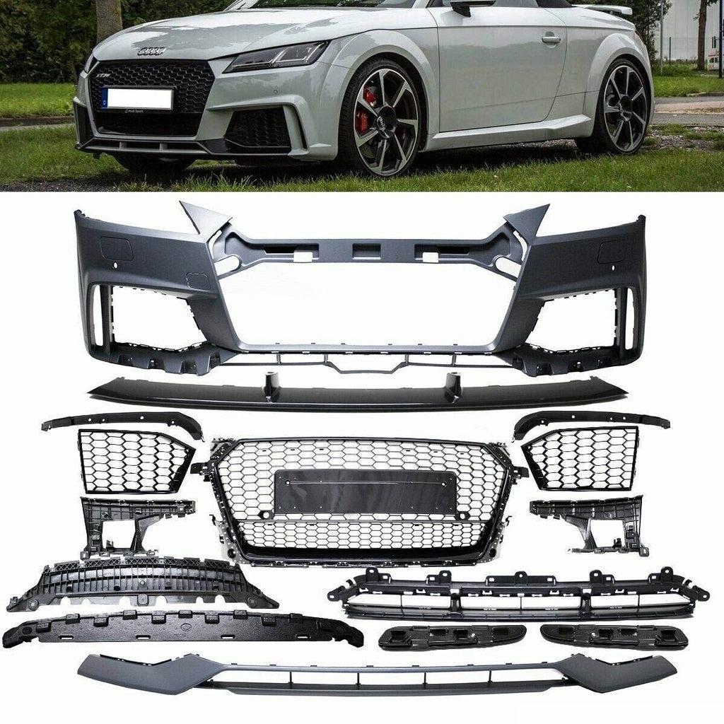 Frontstoßstange mit Gitter PDC + SRA Unlackiert Schwarz für AUDI TT (8S) Coupé Roadster 2014-2018