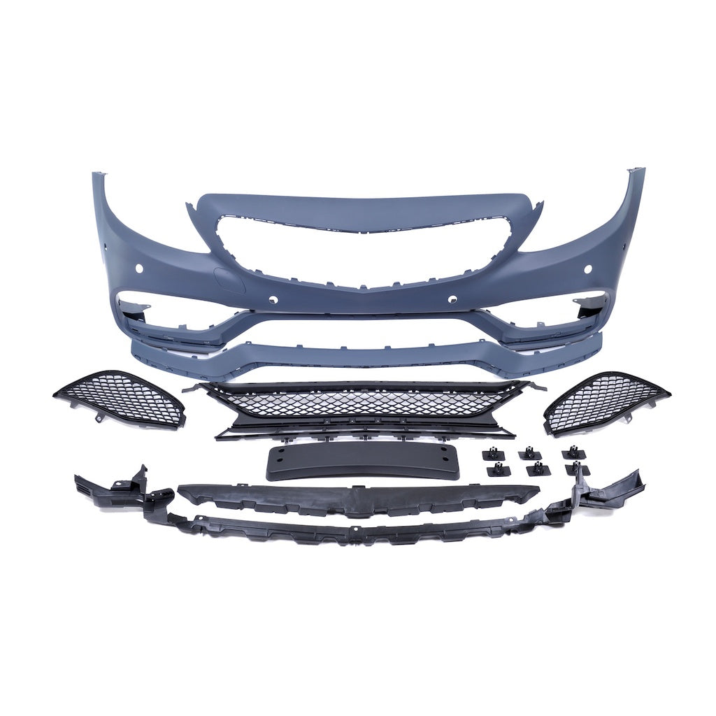 Sport Stoßstange Front PDC Grille Schwarz für Mercedes C-Klasse Pre-Facelift 2015-2018