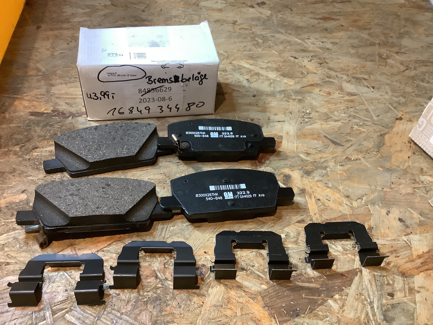 Insignia B Bremsbeläge Original GM NEU