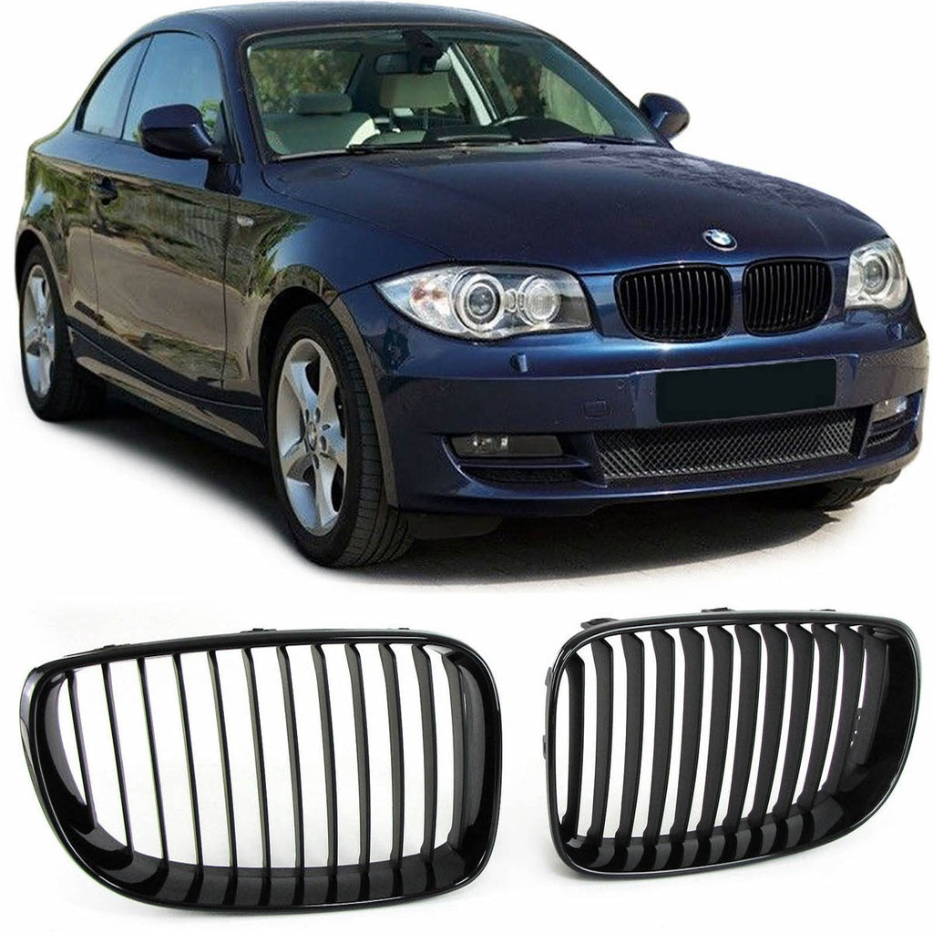 Sport Kühlergrill Single Line Mattschwarz für BMW 1 E81 E87 E88 E82 Facelift 2007-2011