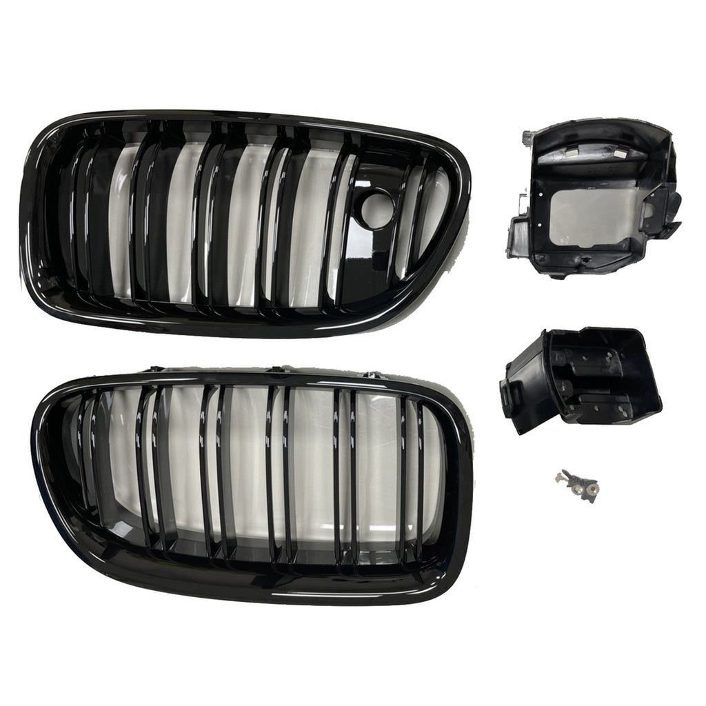 Sport Kühlergrill Dual Line Gloss Black mit Kamera für BMW 5 Modelle 2010-2018