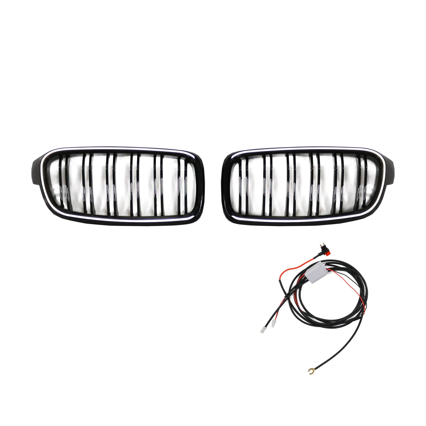 LED Doppelstreben Hochglanz Schwarz Grill passend für BMW 3er F30 F31 2012-2019