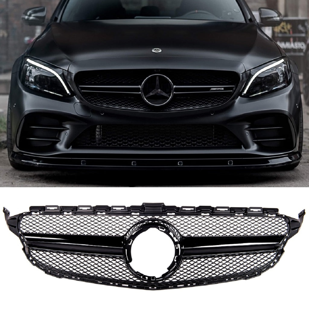 Kühlergrill Schwarz MERCEDES C-Klasse W205 Avantgarde/AMG-Line 2018-2021 ohne Kamera