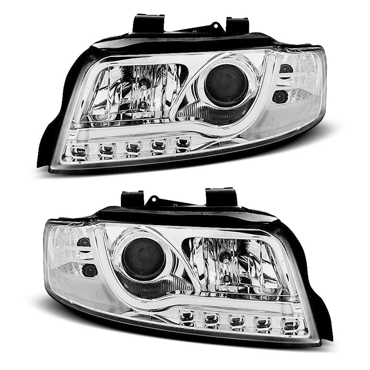Scheinwerfer Tube Light DRL Chrom passend für Audi A4 10.00-10.04