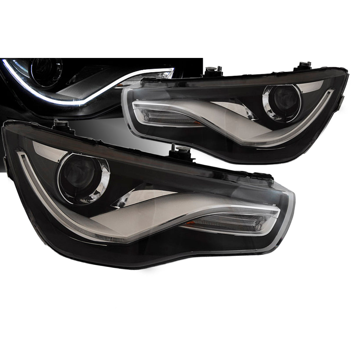 Scheinwerfer True DRL Schwarz passend für Audi A1 04.10-12.14