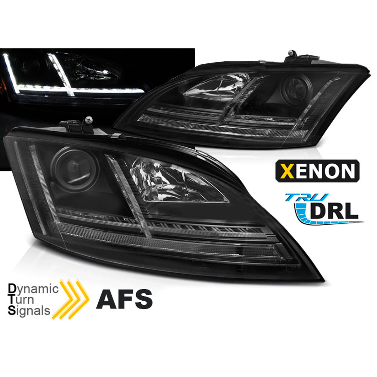 Xenon Scheinwerfer LED DRL Schwarz SEQ passend für Audi TT 06-10 8J mit AFS