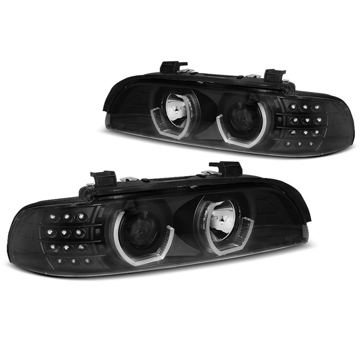 Scheinwerfer Angel Eyes 3D Schwarz passend für BMW E39 09.95-06.03