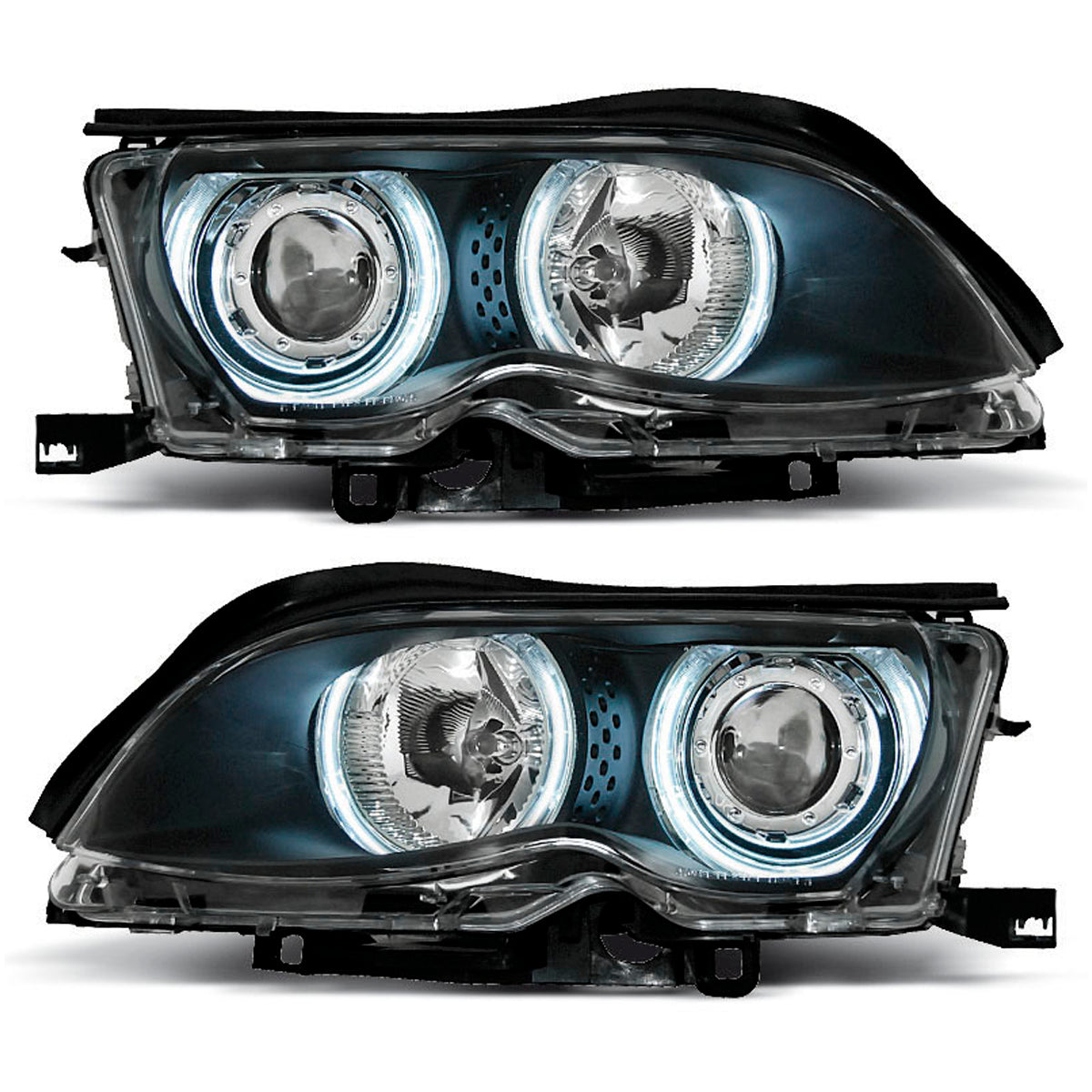 Scheinwerfer Angel Eyes CCFL Schwarz passend für BMW E46 09.01-03.05