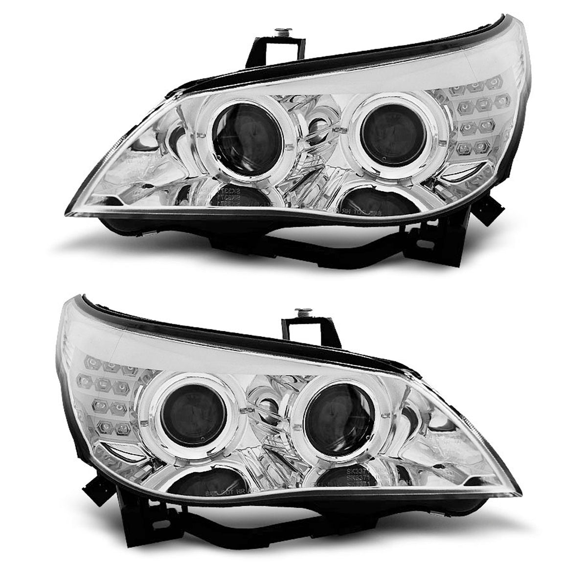 Scheinwerfer Angel Eyes Chrom passend für LED Blinker BMW E60/E61 03-07