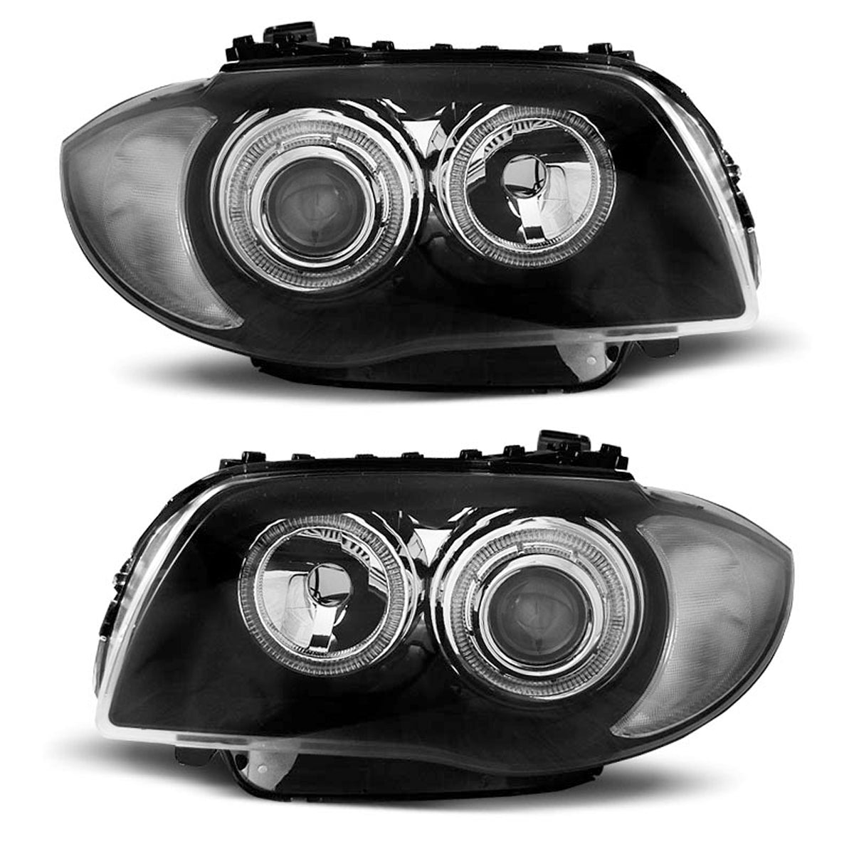 Scheinwerfer LED Angel Eyes Schwarz passend für BMW 1 E87/E81/82/88 04-11