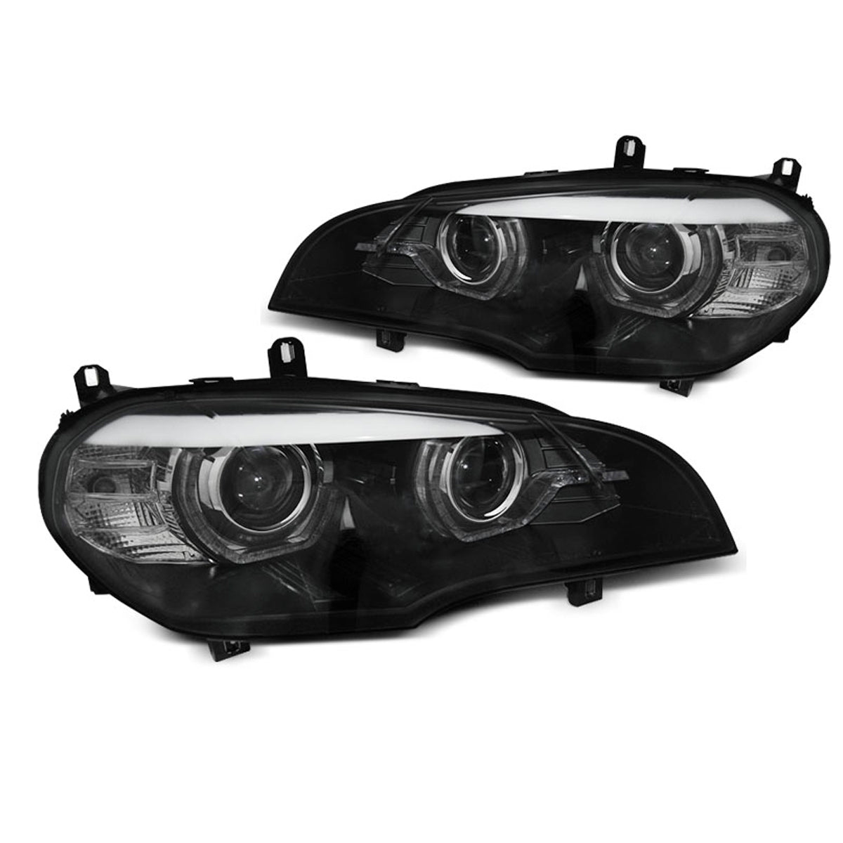 LED Scheinwerfer Angel Eyes LED DRL Schwarz passend für BMW X5 E70 07-13 (Xenon OEM)