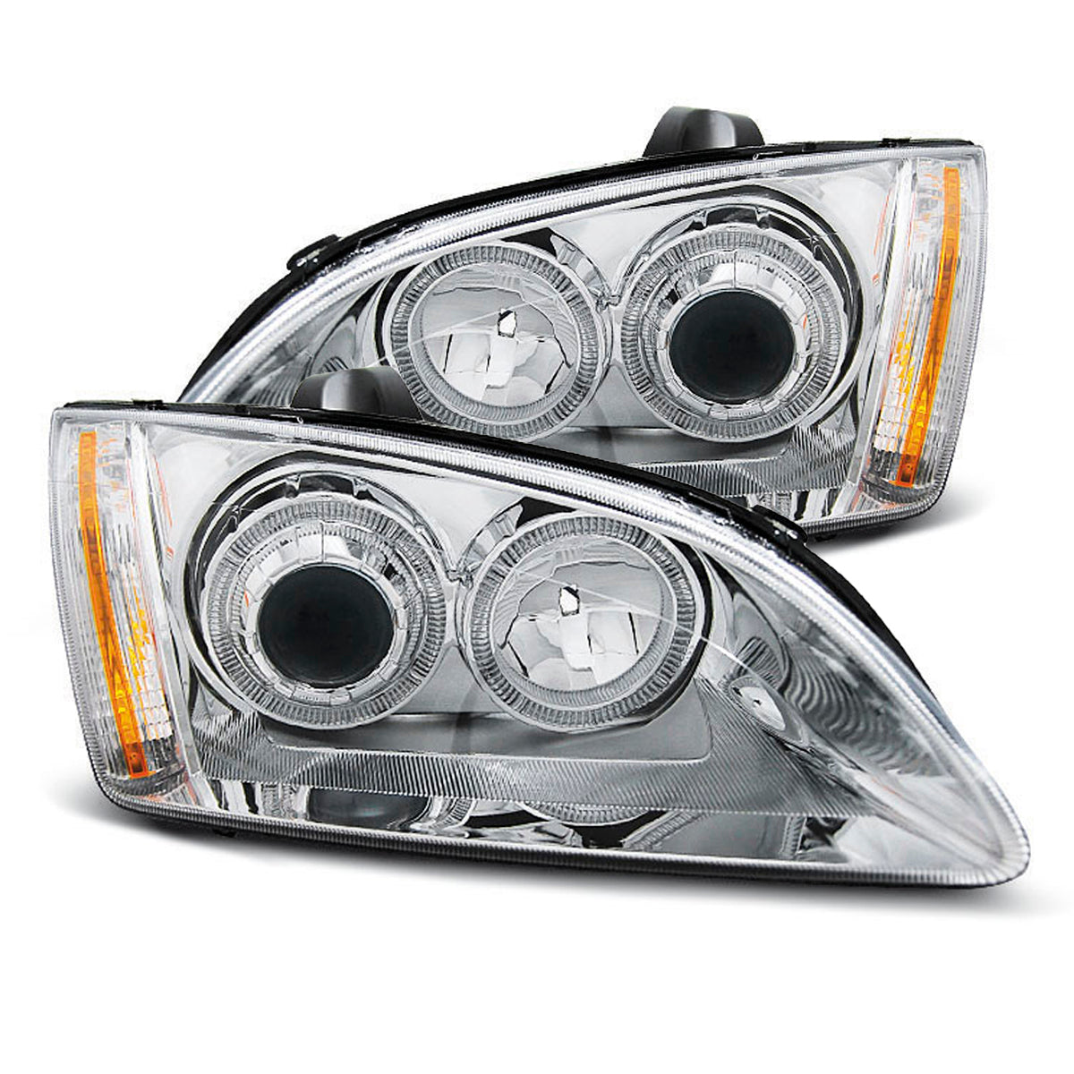 Scheinwerfer passend für Ford Focus II 09.04-01.08 Angel Eyes Chrom