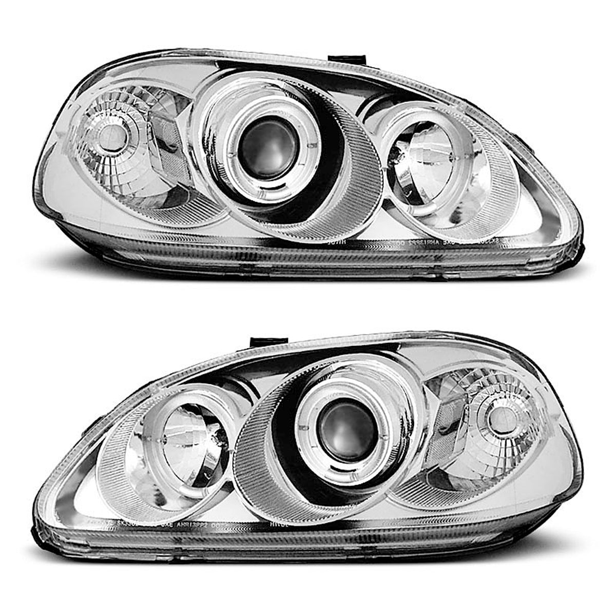 Scheinwerfer passend für Honda Civic 03.99-02.01 Angel Eyes Chrom
