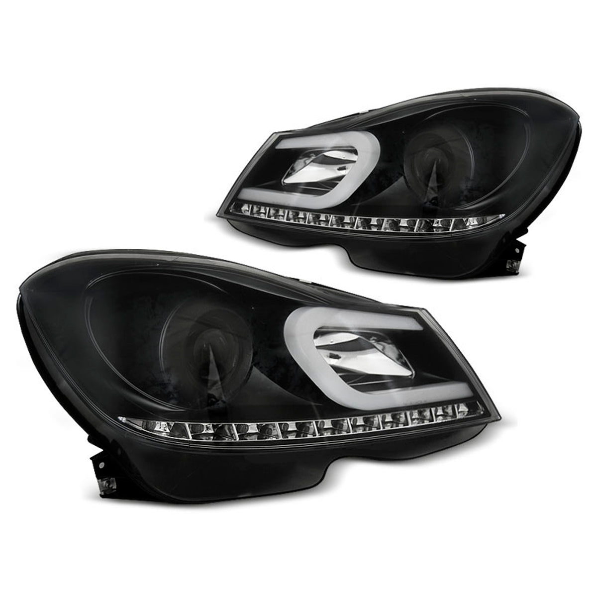 Scheinwerfer Tube Light Schwarz passend für Mercedes W204 11-14