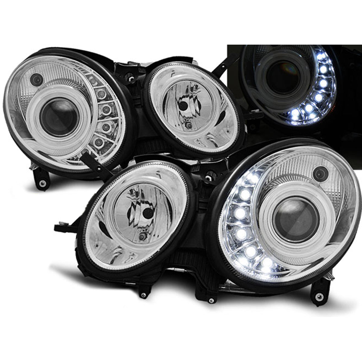 Xenon Tagfahrlicht Chrom passend für Mercedes W211 E-Klasse 03.02-04.06