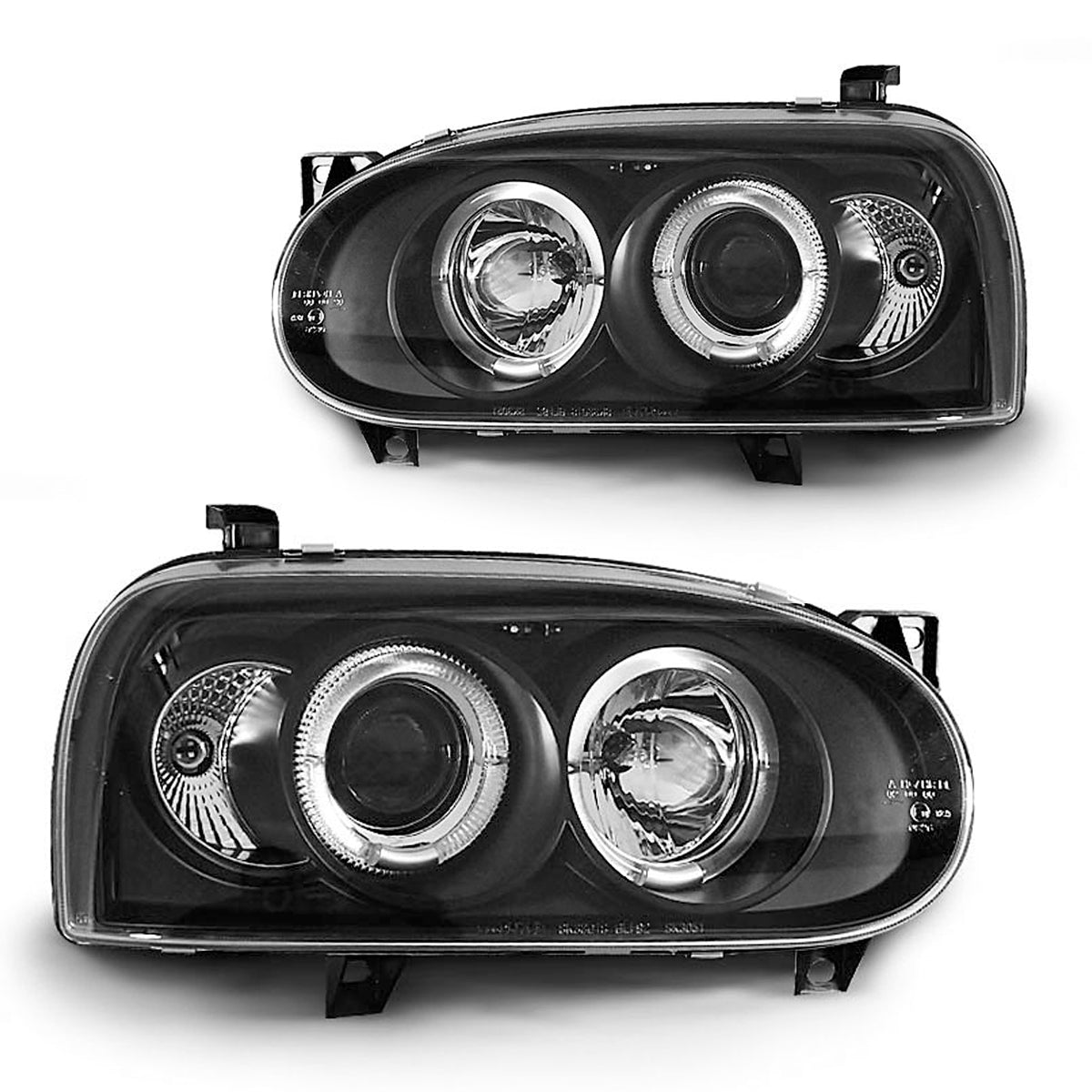 Scheinwerfer Angel Eyes Schwarz passend für VW Golf 3 09.91-08.97