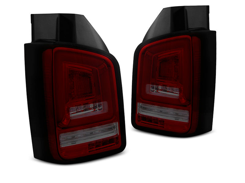 Tuning-Tec Voll LED Lightbar Rückleuchten für VW T5 03-09 rot/rauch mit dynamischem Blinker (Heckklappe/Doppeltürer)