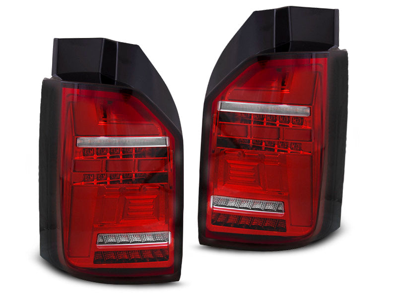 Tuning-Tec Voll LED Lightbar Rückleuchten für VW T6.1 20+ rot/klar mit dynamischem Blinker (für Heckklappe)