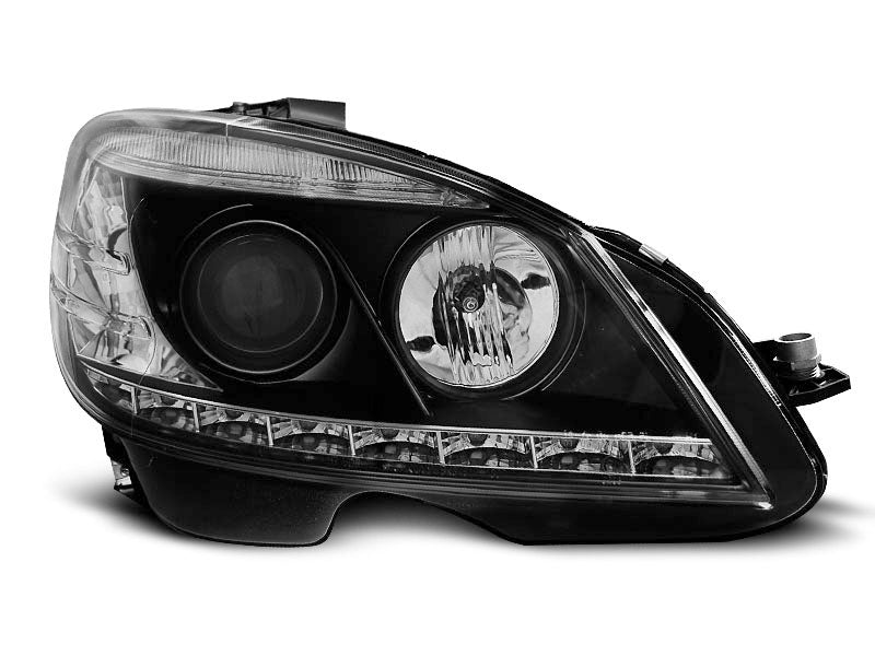 Tuning-Tec LED Tagfahrlicht Scheinwerfer für Mercedes Benz C-Klasse W204 07-10 schwarz