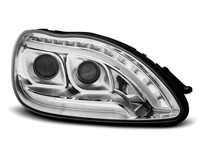 Tuning-Tec LED Tagfahrlicht Scheinwerfer für Mercedes Benz S-Klasse W220 98-05 chrom mit LED Blinker