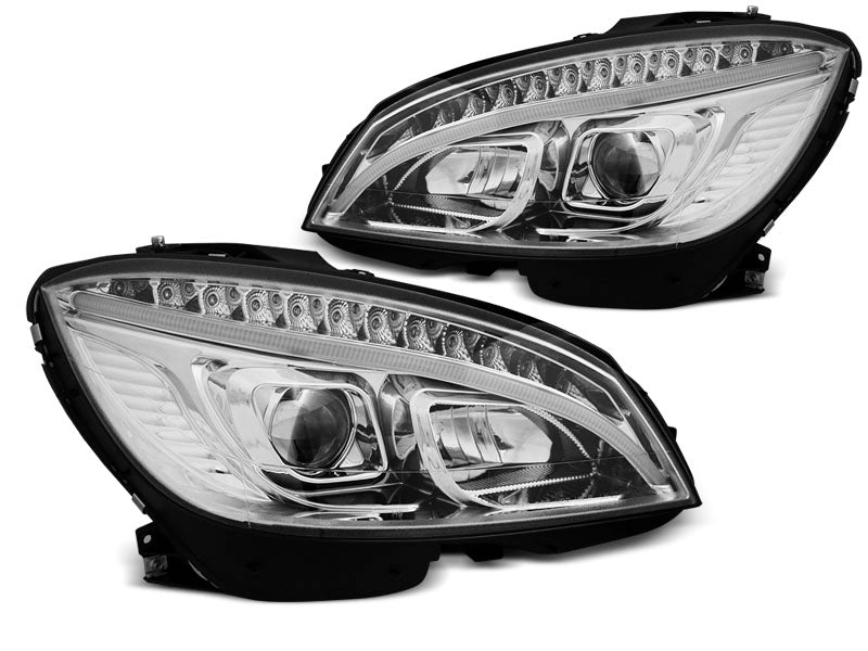 Tuning-Tec LED Tagfahrlicht Scheinwerfer für Mercedes Benz C-Klasse W204 07-10 chrom