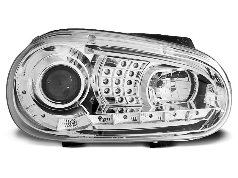 Tuning-Tec LED Tagfahrlicht Scheinwerfer für VW Golf 4 97-03 chrom mit LED Blinker