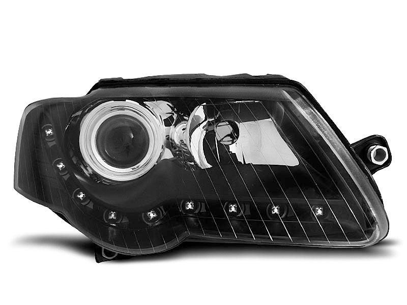 Tuning-Tec LED Tagfahrlicht Scheinwerfer für VW Passat 3C B6 05-10 schwarz