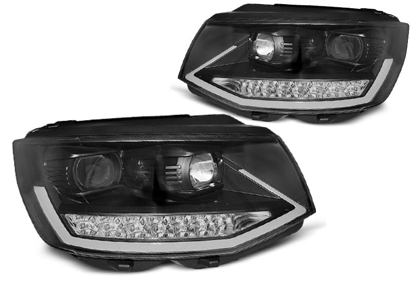 Tuning-Tec LED Tagfahrlicht Scheinwerfer für VW T6 15-19 schwarz mit dynamischem LED Blinker