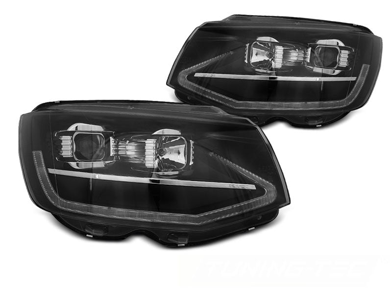 Tuning-Tec LED Tagfahrlicht Scheinwerfer für VW T6 15-19 schwarz mit dynamischem LED Blinker