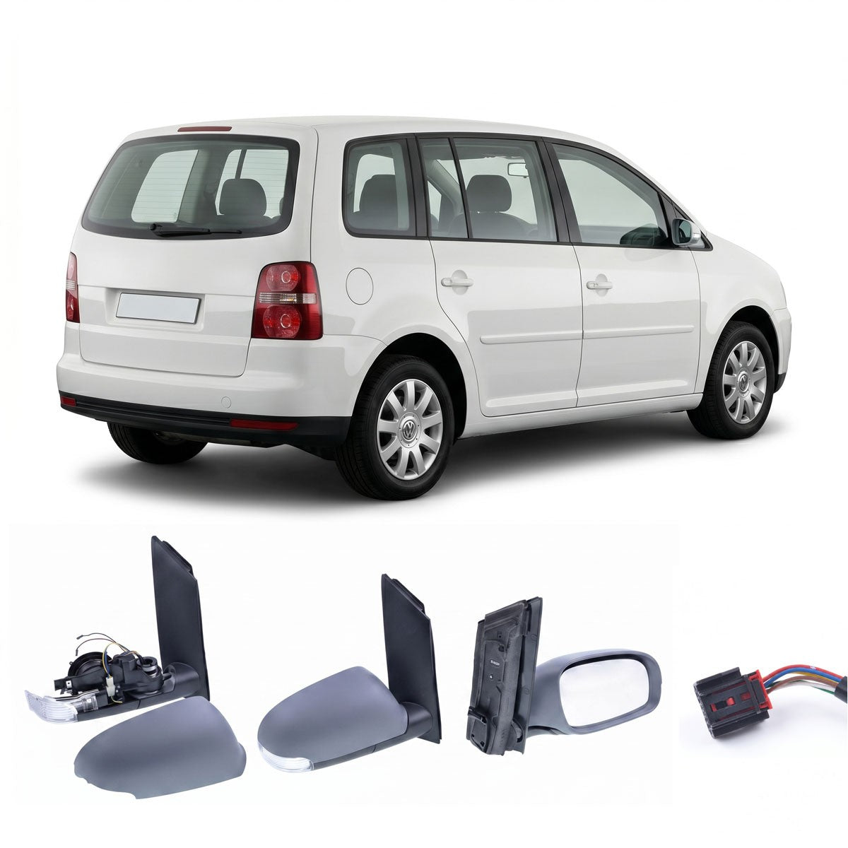 Rechter elektrischer beheizter Spiegel mit Lampe passend für Volkswagen Touran 2003-2009