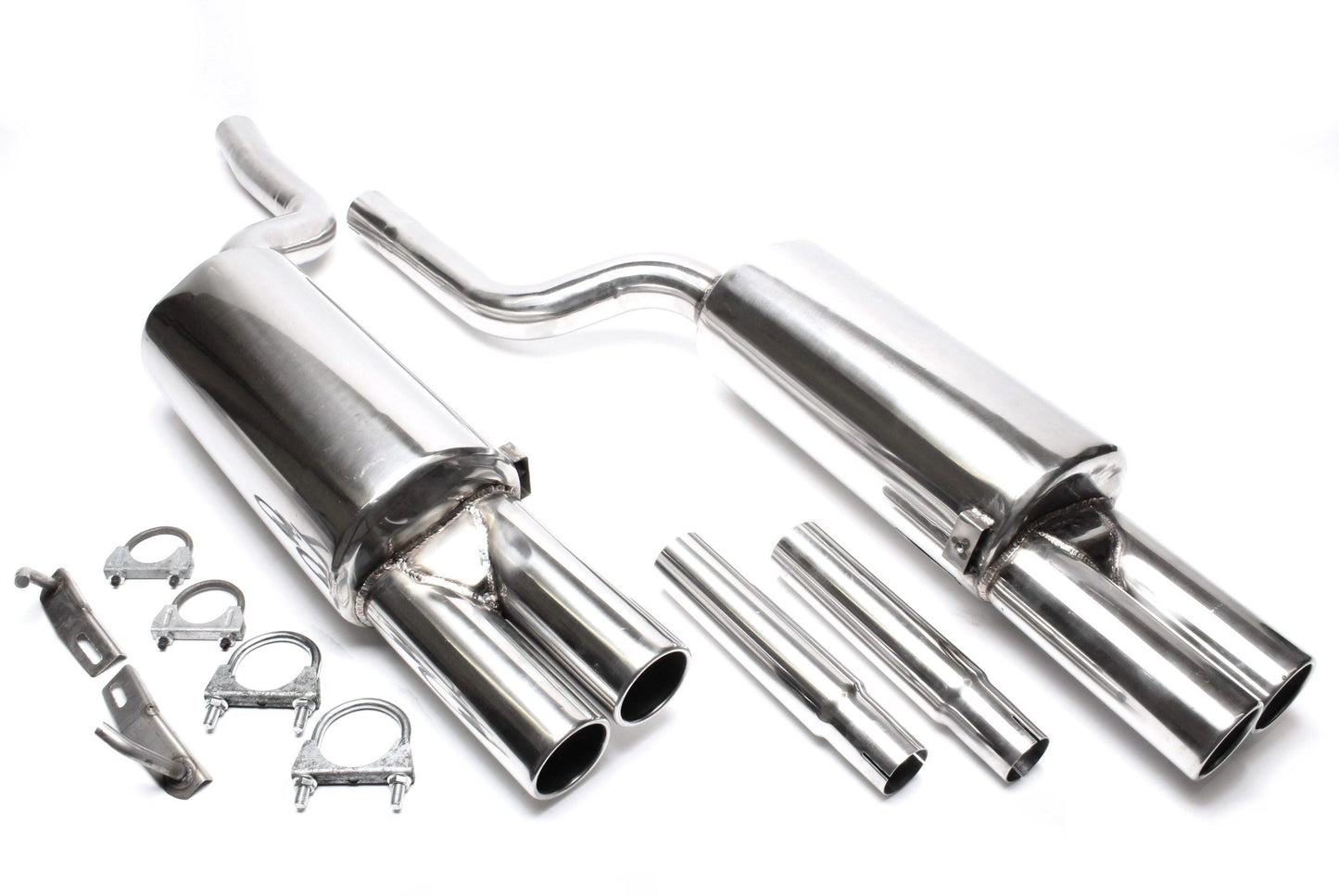 TA Technix Edelstahlanlage 2x76mm rund gebördelt passend für Audi A6 Quattro Limousine, -Avant, Typ 4B