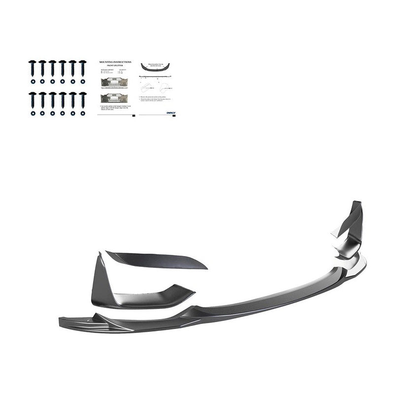 Oneway Frontspoiler passend für BMW M3 F80 2014-2018 & M4 F82 2014-2021 + Front Flaps - Schwarz glänzend