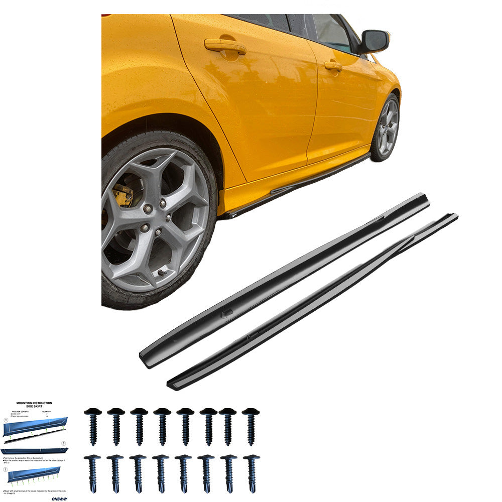 Seitenschweller Hochglanz Schwarz passend für Ford Focus ST Mk3 Hatchback / Facelift 2010-2018