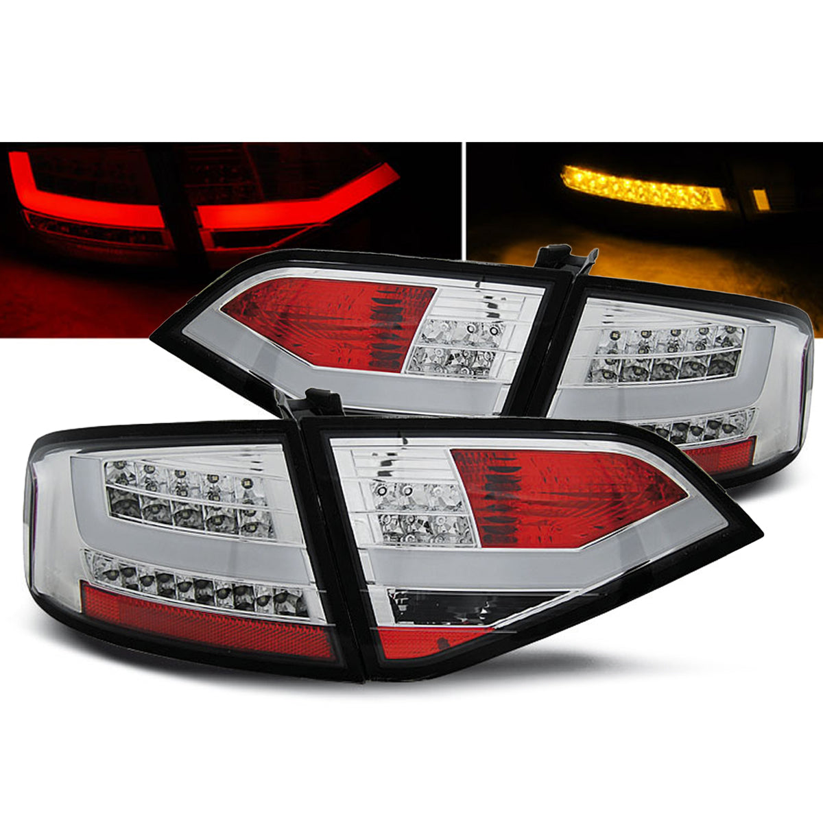 LED Rücklichter Chrom passend für Audi A4 B8 08-11 Limousine