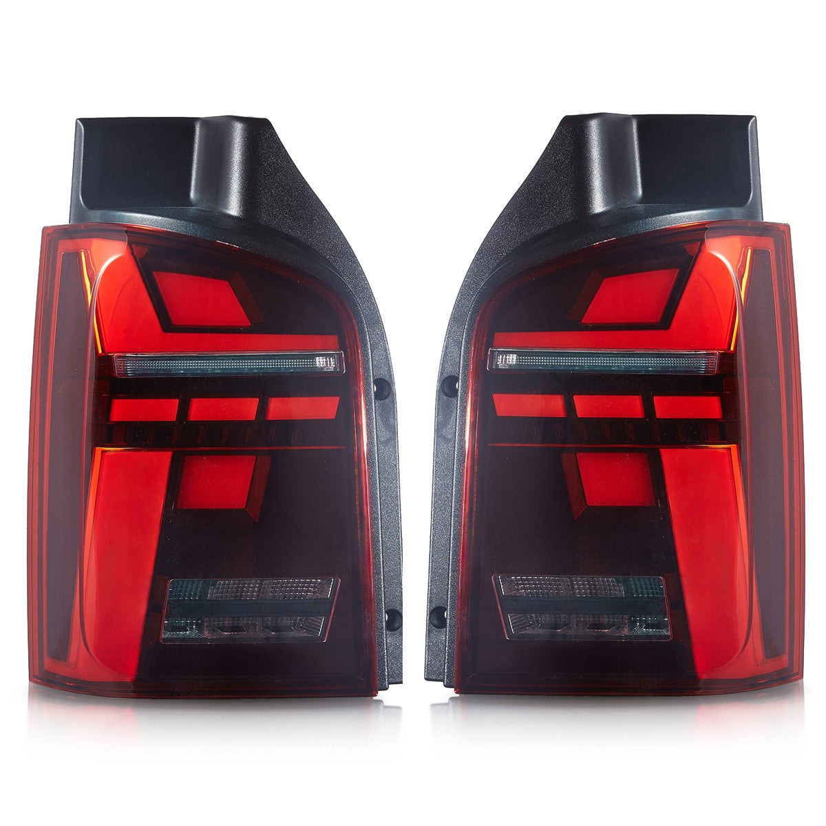 Voll-LED Rot/Klar sequenzielle Rücklichter passend für VW T5 2009-2015