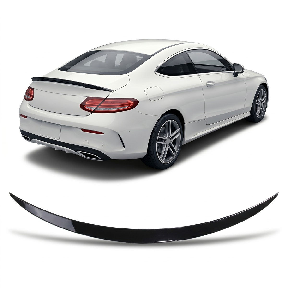 Hochglanz Schwarzer Kofferraumspoiler passend für Mercedes C-Klasse C205 Coupé 2015-2021