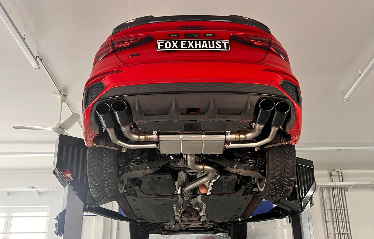 Audi S3 GY - Limousine Halbanlage ab OPF mit Abgasklappen - 2x106x71 Typ 32 rechts/links Endrohre schwarz emalliert