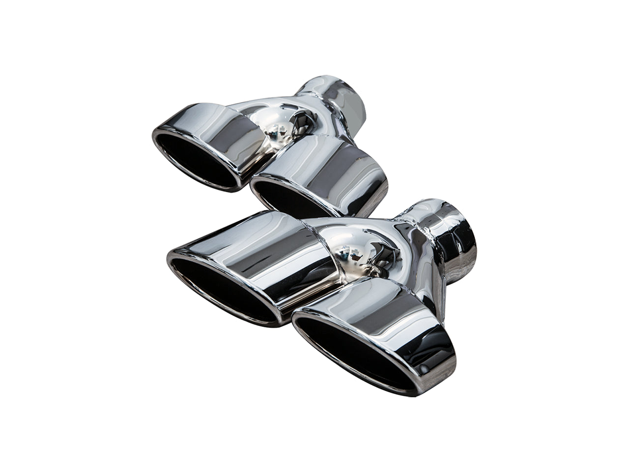 Bull-X Endrohrset Y-Style: Typ 14 Oval versetzt abgeschrägt 2x225x70 (A:1x64mm + 1x76mm)
