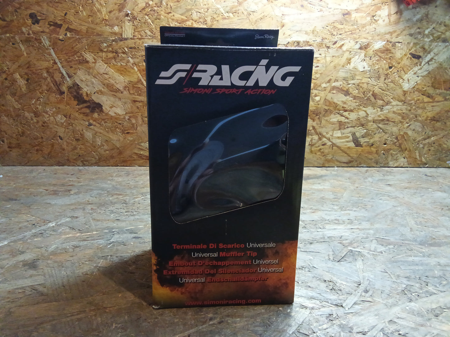 Simoni Racing Auspuffblende Rund/Schräg Edelstahl Schwarz - Ø115xL210mm - Anschluß 38-63mm