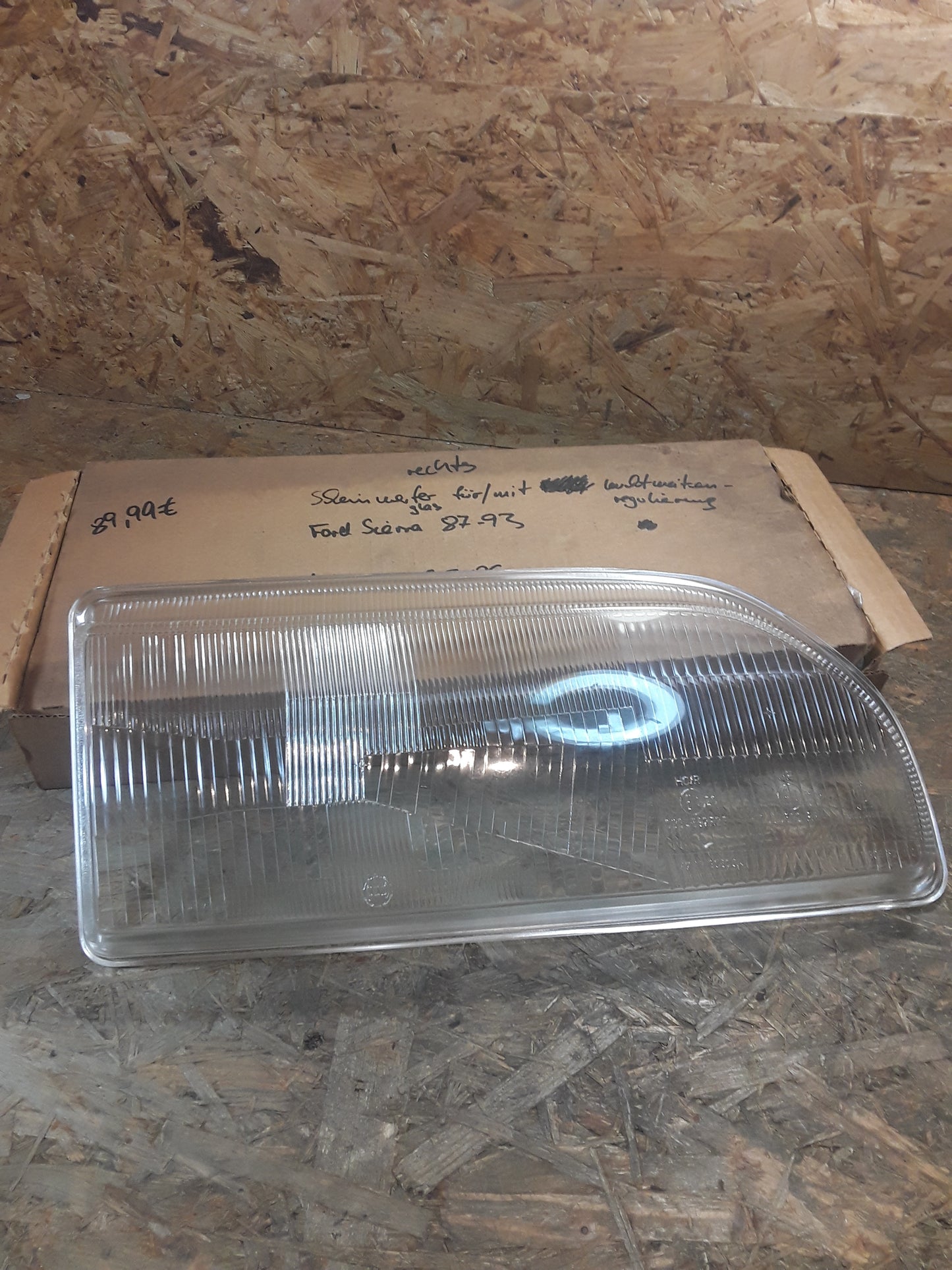 Ford Sierra Bj 87-93 Scheinwerferglas für/ mit Leuchtweitenregulierung original Ford NEU