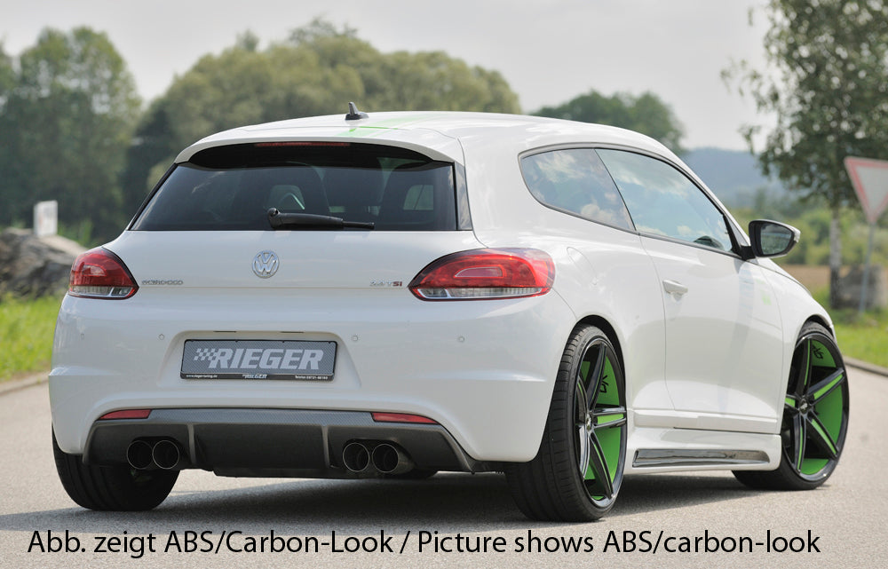 VW Scirocco 3 (13) Rieger Heckeinsatz für R-Line Heckschürze für Doppelendrohr li. u. re., (4x90mm ø), ABS, für Fzg. mit R-Line Exterieur,
inkl. Montagezubehör, Gutachten