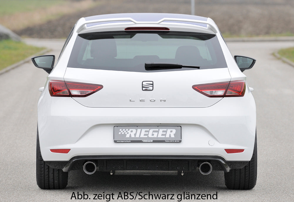 Seat Leon (5F) Rieger Heckschürzenansatz für Sportendrohr li. u. re., (100mm ø), ABS,
inkl. Montagezubehör, Gutachten
