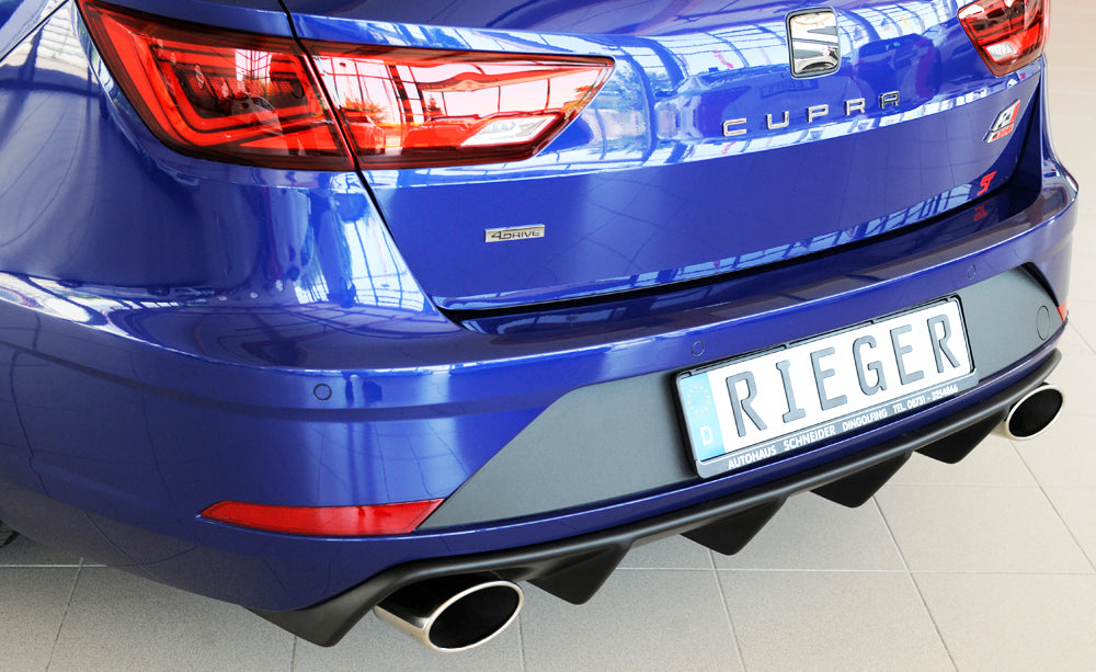 Seat Leon Cupra (5F) Rieger Heckeinsatz für orig. Endrohr li. u. re., ABS,
inkl. Montagezubehör, Gutachten
