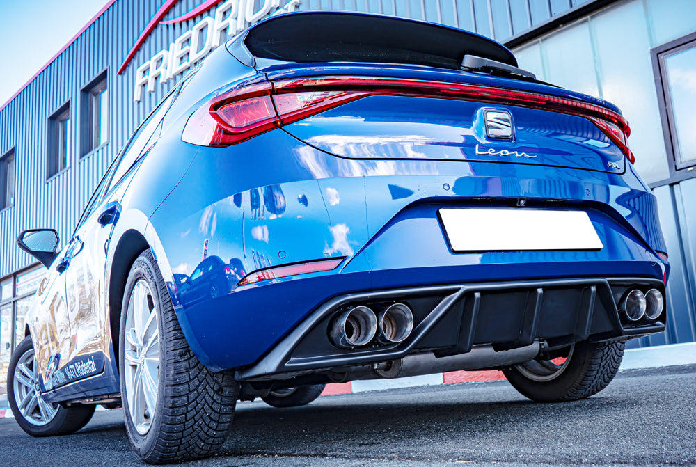 Seat Leon (KL) Rieger Heckeinsatz für Sport-ESD li./re. für Doppelendrohr li. u. re., (4x90mm ø), ABS,
inkl. Montagezubeh...