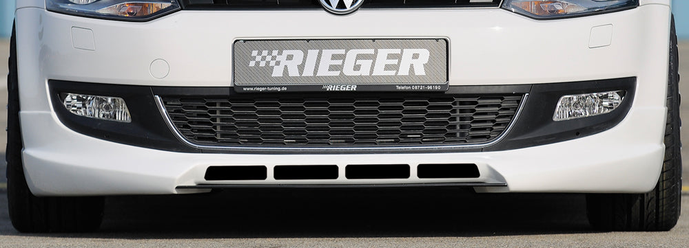 VW Polo 6 (6R) Rieger Spoilerlippe mit zusätzlichen Lüftungsschlitzen, ABS,
inkl. Alugitter, Montagezubehör, ABE