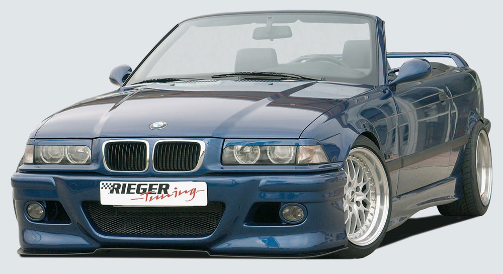 BMW 3er E36 Rieger Spoilerstoßstange -> inkl. 2 Rieger Lüftungsschächte mit Aussparung für NSW, ABS, inkl. Alugitter, Gutachten, Montagezubehör