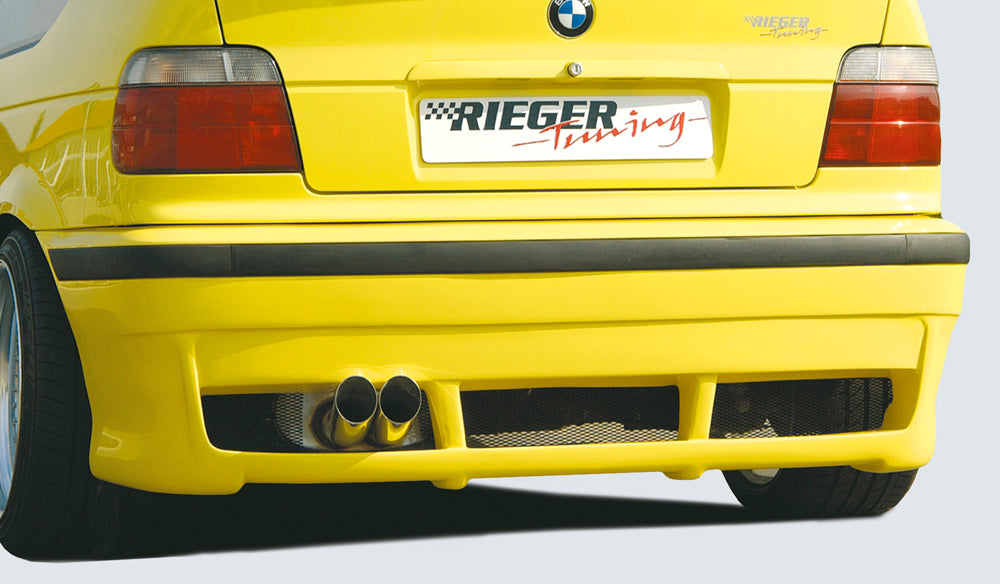 BMW 3er E36 Rieger Heckschürze ohne PDC --> nicht für hochgezogene Endrohre! ABS,
Alugitter, Gutachten, Montagezubehör