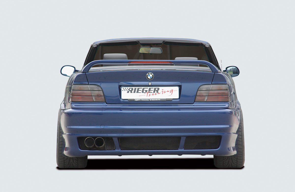 BMW 3er E36 Rieger Heckschürze E46-Look (auch für 4-Rohr-ESD geeignet) ABS,
inkl. Alugitter, Gutachten, Montagezubehör