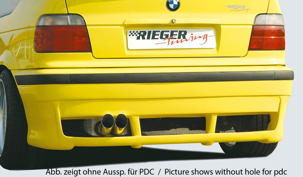 BMW 3er E36 Rieger Heckschürze ABS, für Fzg. mit Einparkhilfe,
Alugitter, Gutachten, Montagezubehör